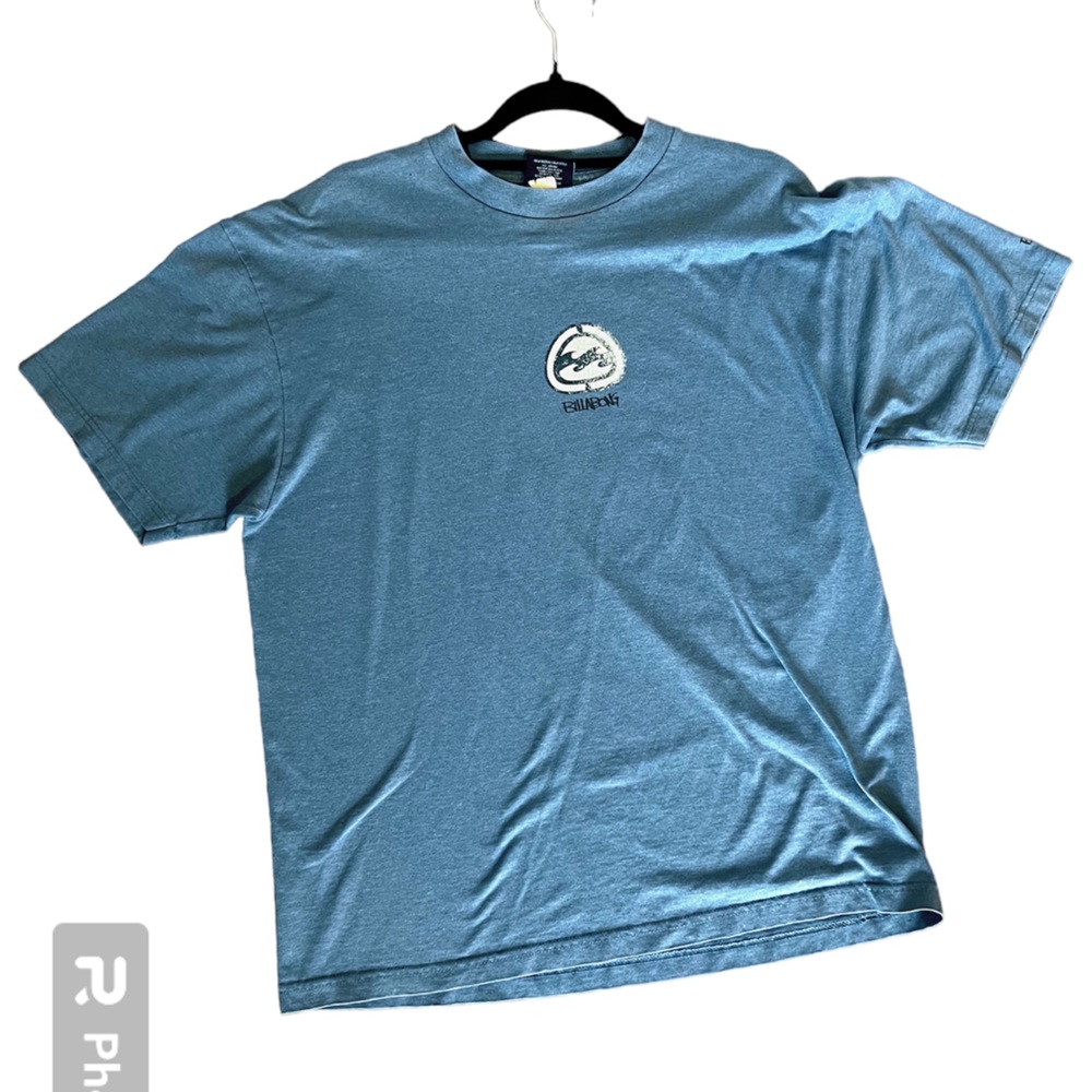 Denim Blue Billabong Wave logo T-shirt size Large surfer shirt